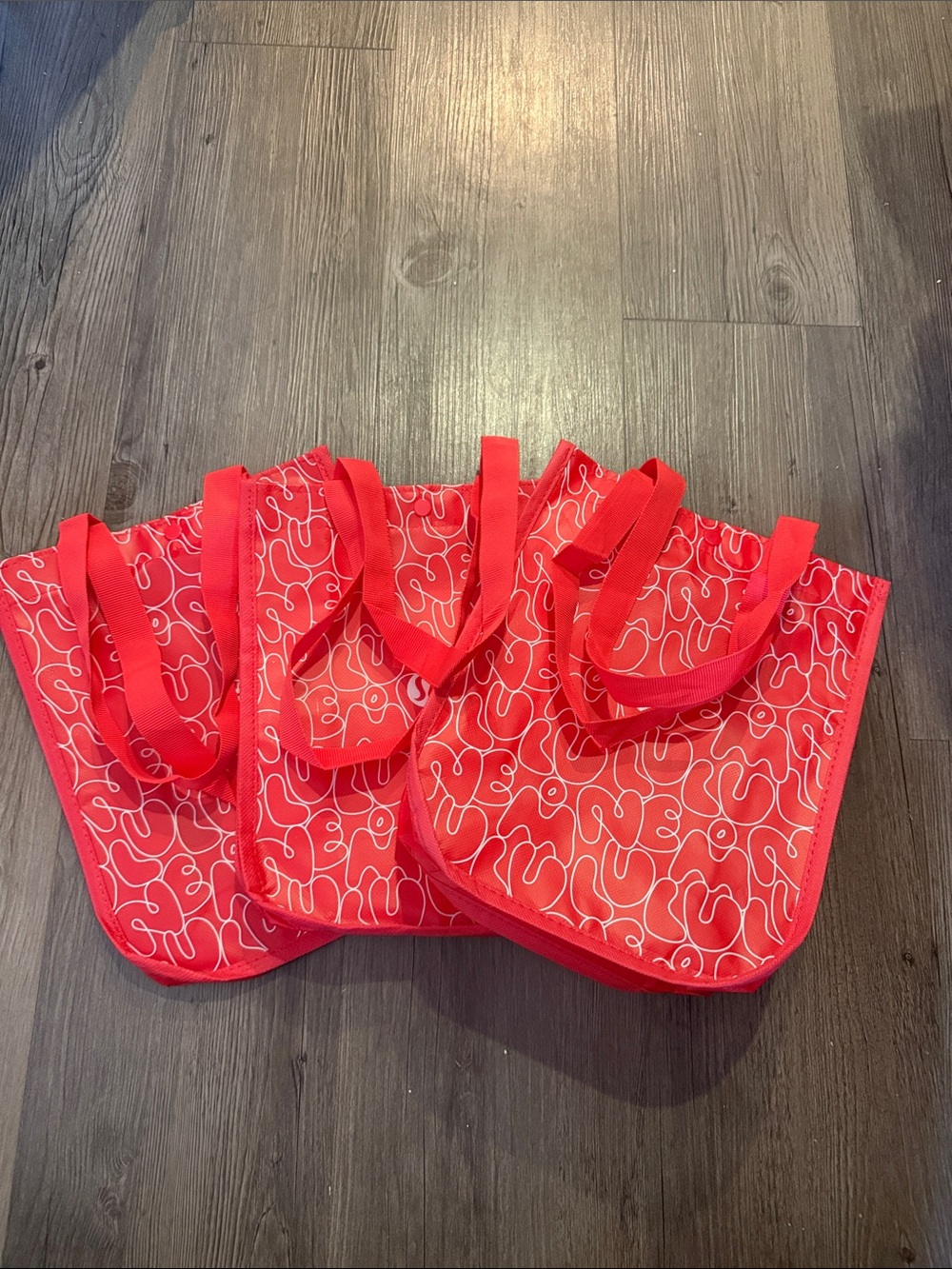 3 pack lululemon athletica Red Patterned Reusable Tote Bags